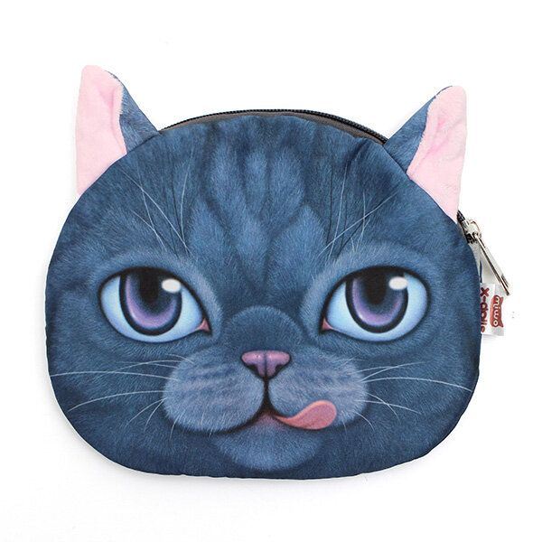 Dames Leuke Cartoon Kat Hoofdpatroon Schoudertas Keten Cross Body Bag