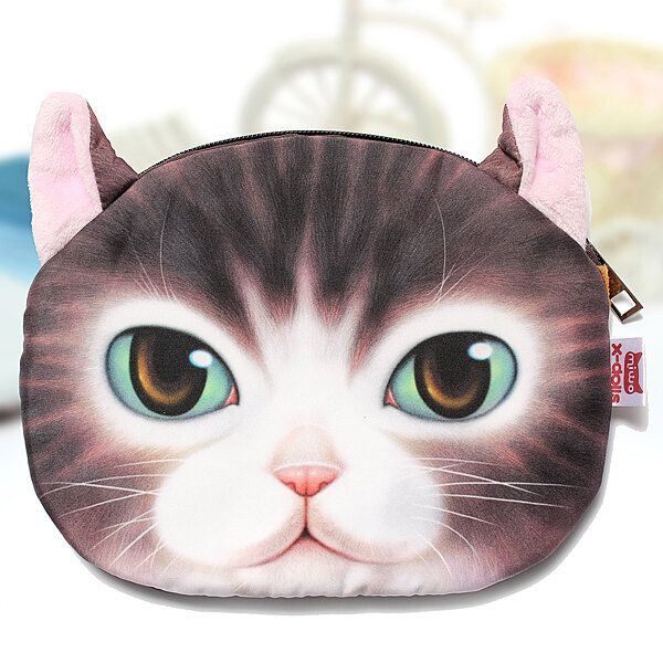 Dames Leuke Cartoon Kat Hoofdpatroon Schoudertas Keten Cross Body Bag