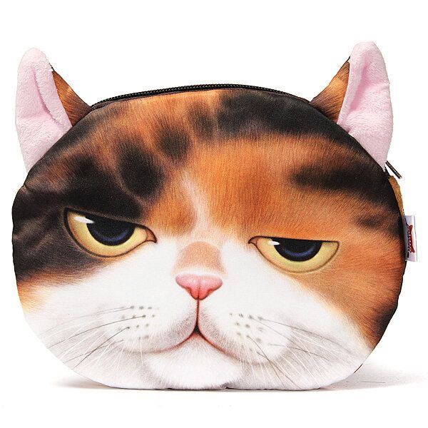 Dames Leuke Cartoon Kat Hoofdpatroon Schoudertas Keten Cross Body Bag