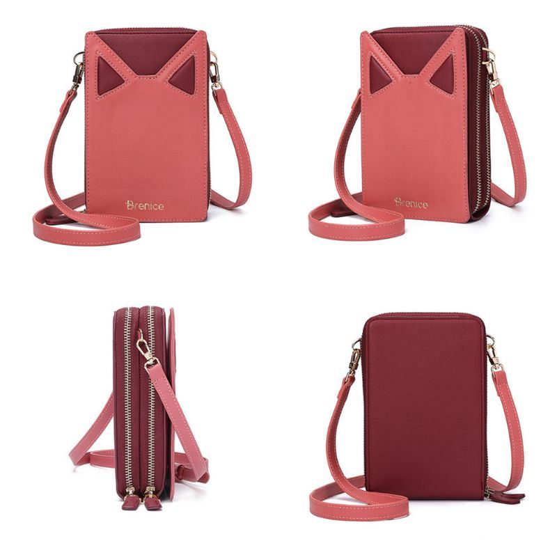 Dames Leuke Kattenoren Kaartsleuven Telefoontas Crossbodytas