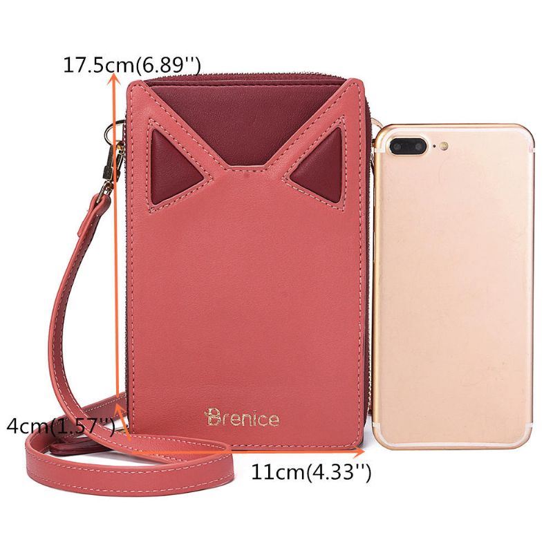 Dames Leuke Kattenoren Kaartsleuven Telefoontas Crossbodytas