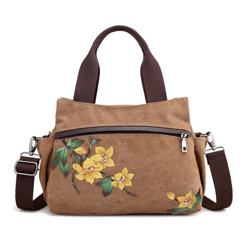 Dames Lotus Canvas Handtas Chinese Crossbody Tas