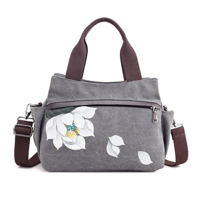 Dames Lotus Canvas Handtas Chinese Crossbody Tas