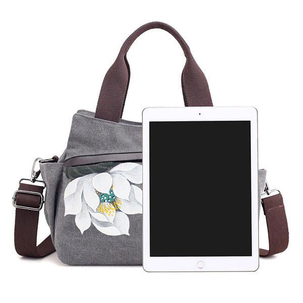 Dames Lotus Canvas Handtas Chinese Crossbody Tas