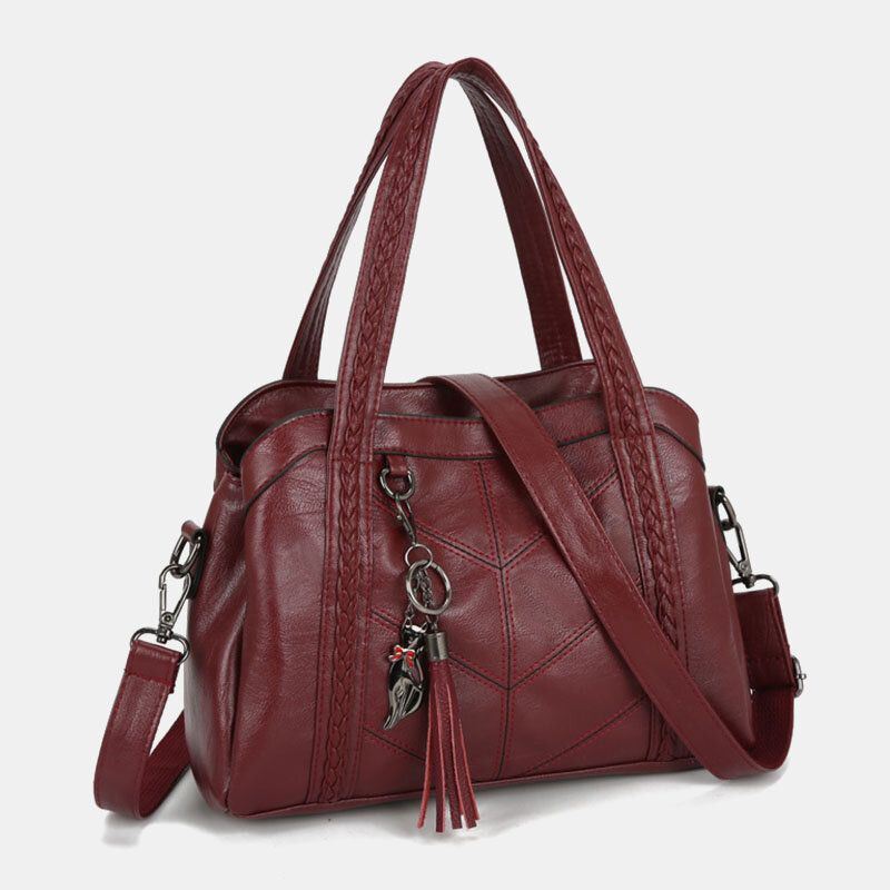 Dames Meerdere Zakken Meerdere Compartimenten Kwastje Crossbody Tas Retro Grote Capaciteit Tote Schoudertas Handtas