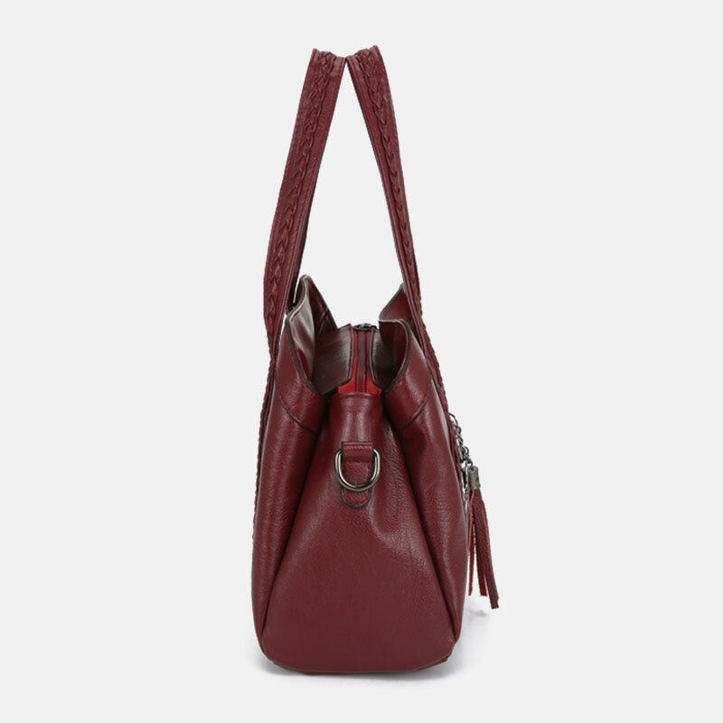 Dames Meerdere Zakken Meerdere Compartimenten Kwastje Crossbody Tas Retro Grote Capaciteit Tote Schoudertas Handtas