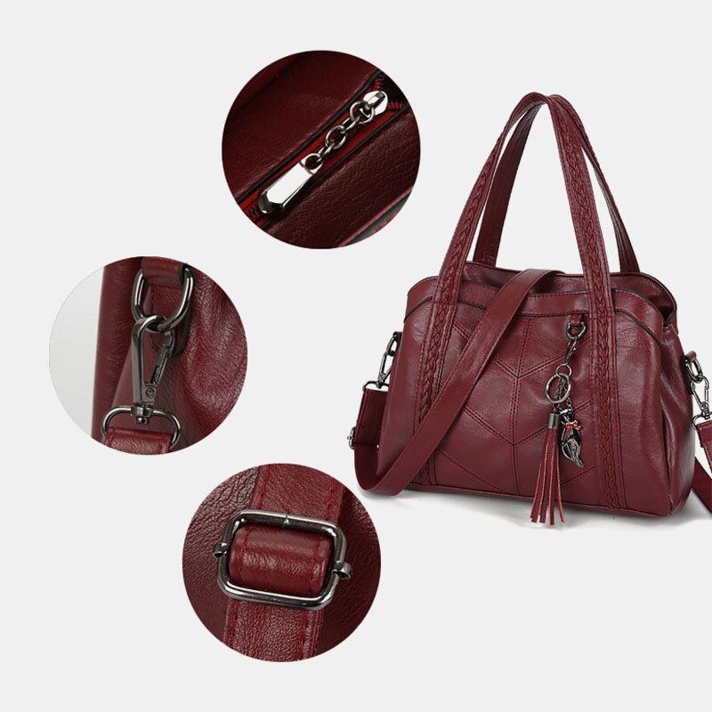 Dames Meerdere Zakken Meerdere Compartimenten Kwastje Crossbody Tas Retro Grote Capaciteit Tote Schoudertas Handtas