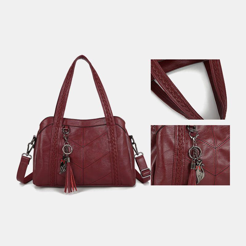 Dames Meerdere Zakken Meerdere Compartimenten Kwastje Crossbody Tas Retro Grote Capaciteit Tote Schoudertas Handtas