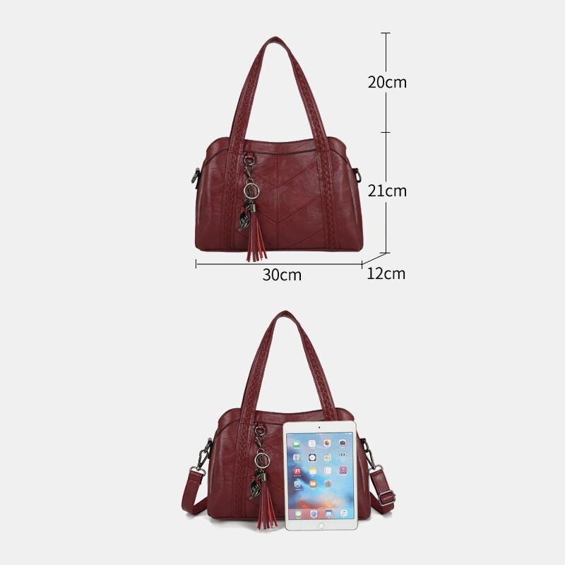 Dames Meerdere Zakken Meerdere Compartimenten Kwastje Crossbody Tas Retro Grote Capaciteit Tote Schoudertas Handtas