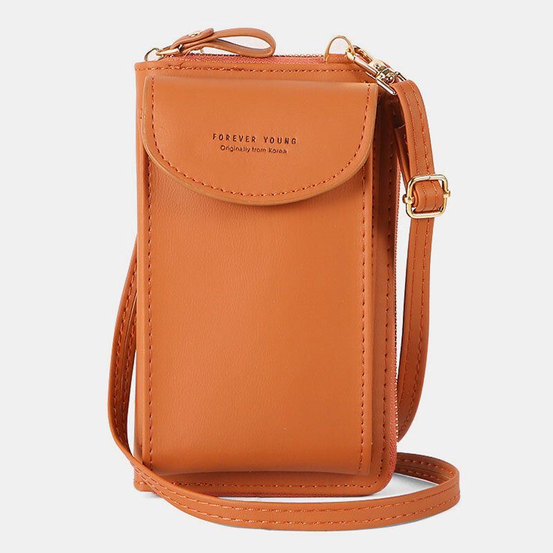 Dames Mini Wilde Lange Pu Lederen Portemonnee Casual 6.3 Inch Telefoontas Schoudertas Crossbody Tas