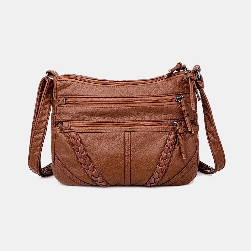 Dames Multi-pocket Middelbare Leeftijd Vintage Crossbody Tas Schoudertas