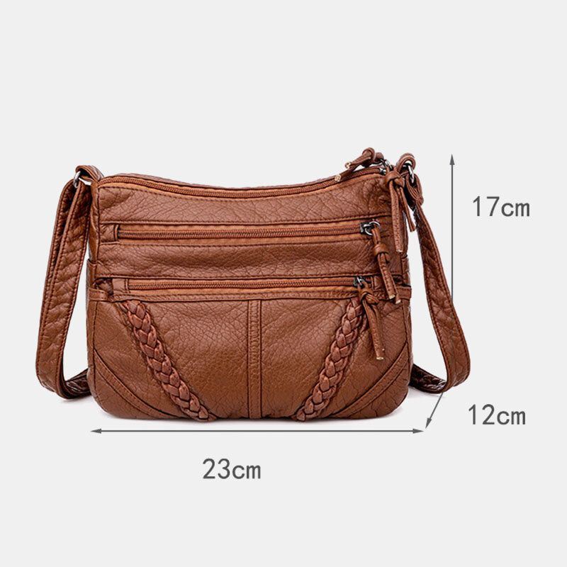 Dames Multi-pocket Middelbare Leeftijd Vintage Crossbody Tas Schoudertas