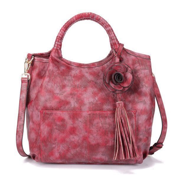 Dames Nationale Stijl Retro Bloemen Grote Capaciteit Schouder Crossbody Tas Handtas