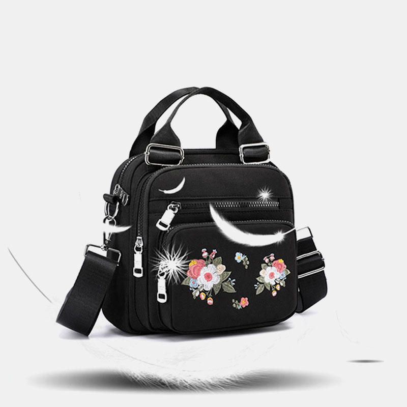 Dames Nylon Mode Geborduurde Crossbody Tas Schoudertas Handtas