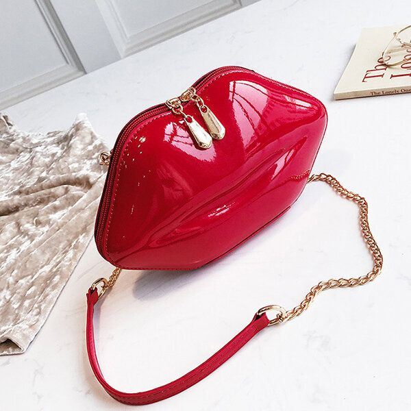 Dames Persoonlijkheid Lippen Vorm Ketting Schoudertas Crossbody Tas