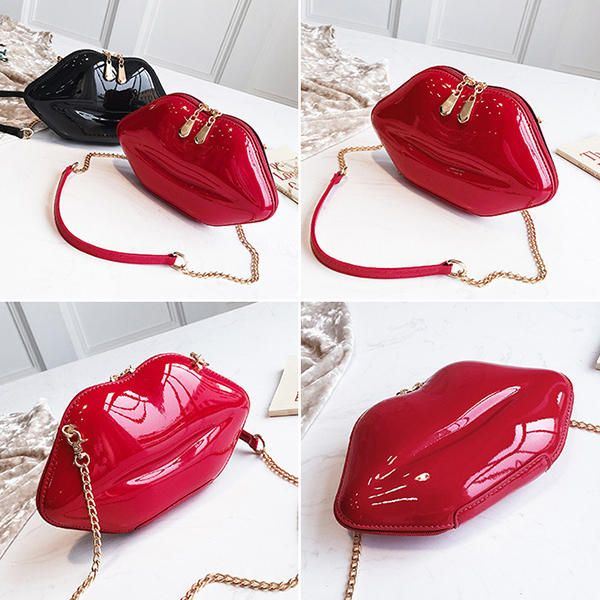 Dames Persoonlijkheid Lippen Vorm Ketting Schoudertas Crossbody Tas