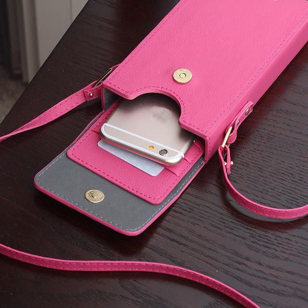 Dames Pu Hasp Schoudertassen Mini Crossbody Tassen 6 Inch Telefoon Case Voor Iphone 6s Plus Samsung Huawei