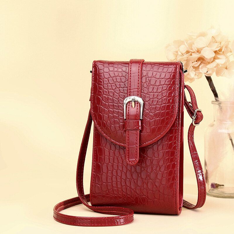 Dames Pu Lederen Alligator Patroon Grote Capaciteit Casual 6.3 Inch Telefoontas Crossbody Tassen Schoudertas