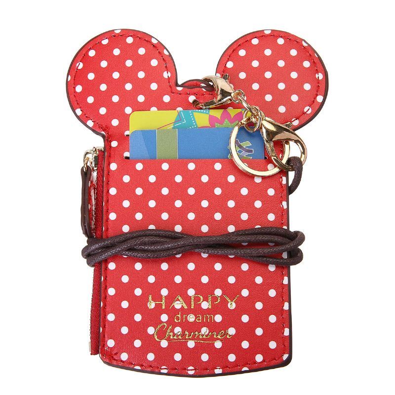 Dames Pu Lederen Muis Vorm Polka Dot Patroon Multi-card Slot Kaarthouder Portemonnee Crossbody Tassen