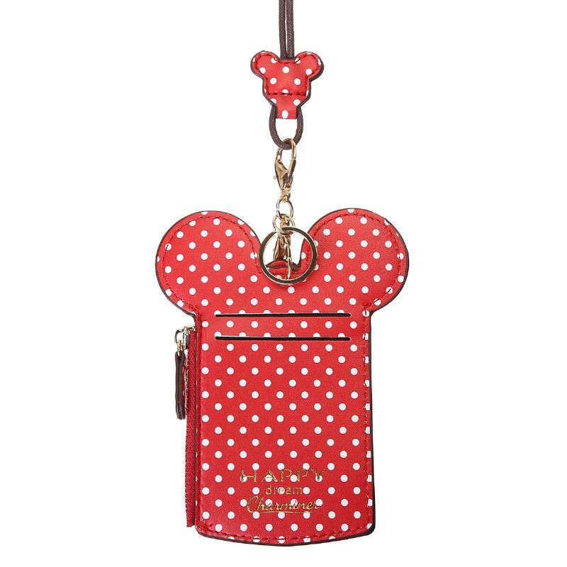 Dames Pu Lederen Muis Vorm Polka Dot Patroon Multi-card Slot Kaarthouder Portemonnee Crossbody Tassen