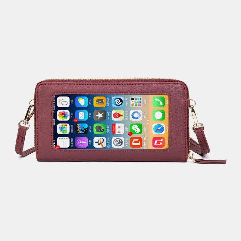 Dames Pu Lederen Multifunctionele Anti-diefstal 6.5 Inch Touchscreen Telefoon Tas 16 Kaartsleuven Crossbody Tas