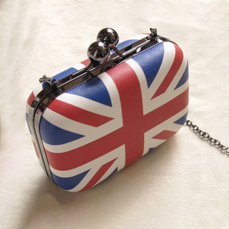 Dames Pu Lederen Vlag Patroon Gedrukt Mode Crossbody Tas Clutch Bag