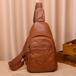 Dames Pu Leer Draagbare Grote Capaciteit Oortelefoon Gat Crossbody Tassen Schoudertas Borsttas