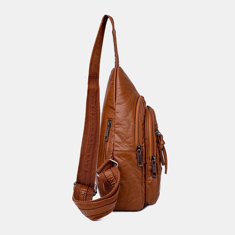 Dames Pu Leer Draagbare Grote Capaciteit Oortelefoon Gat Crossbody Tassen Schoudertas Borsttas