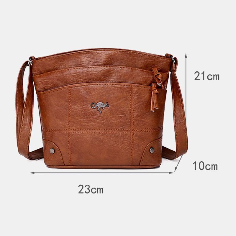 Dames Pu Leer Grote Capaciteit Retro 6.3 Inch Multi-pocket Telefoon Tas Zachte Crossbody Tassen Schoudertas