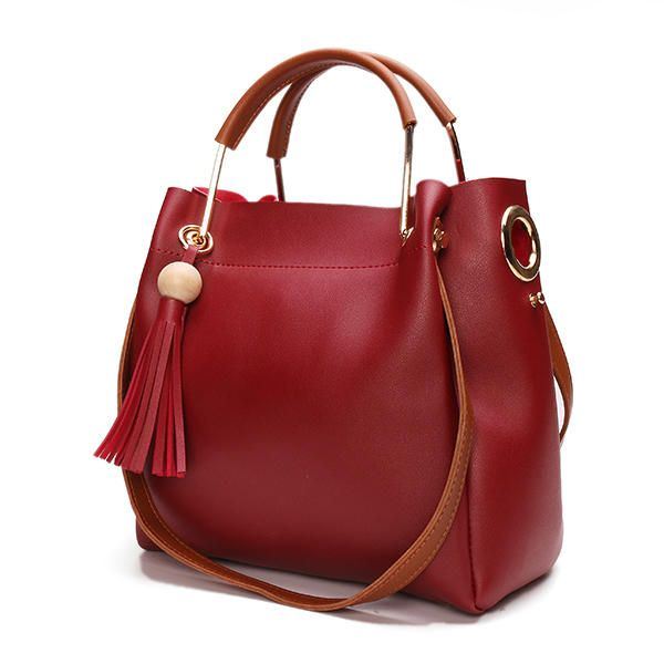 Dames Pu-leer Kwasten Handtas Casual Crossbody Tas