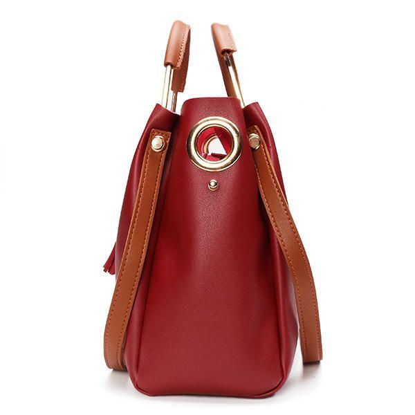 Dames Pu-leer Kwasten Handtas Casual Crossbody Tas