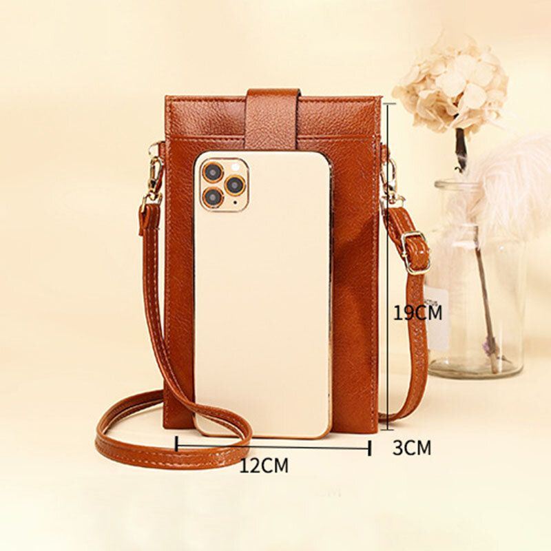 Dames Pu-leer Retro 6.3 Inch Telefoontas Mini Multi-kaartsleuf Crossbody Tassen Schoudertas