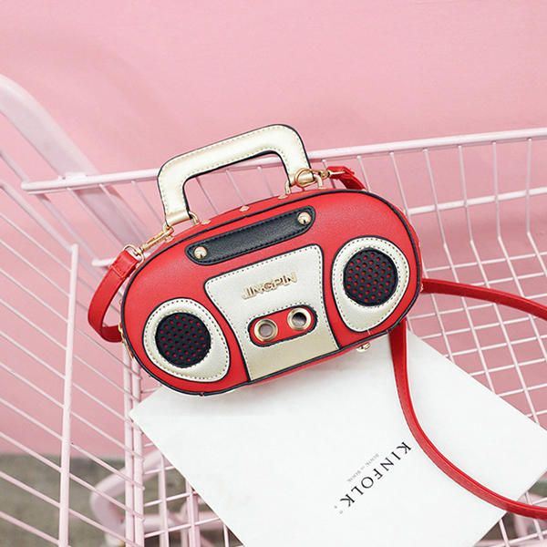 Dames Radio Stereo Schoudertas Klinknagel Leuke Crossbody Tas