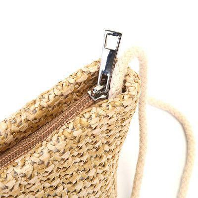 Dames Retro Strandtas Stro Rotan Geweven Ronde Handtas Vintage Gebreide Messenger