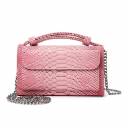 Dames Snake Skin Echt Lederen Ketting Schoudertas Crossbody Tas Handtas Lange Portemonnee