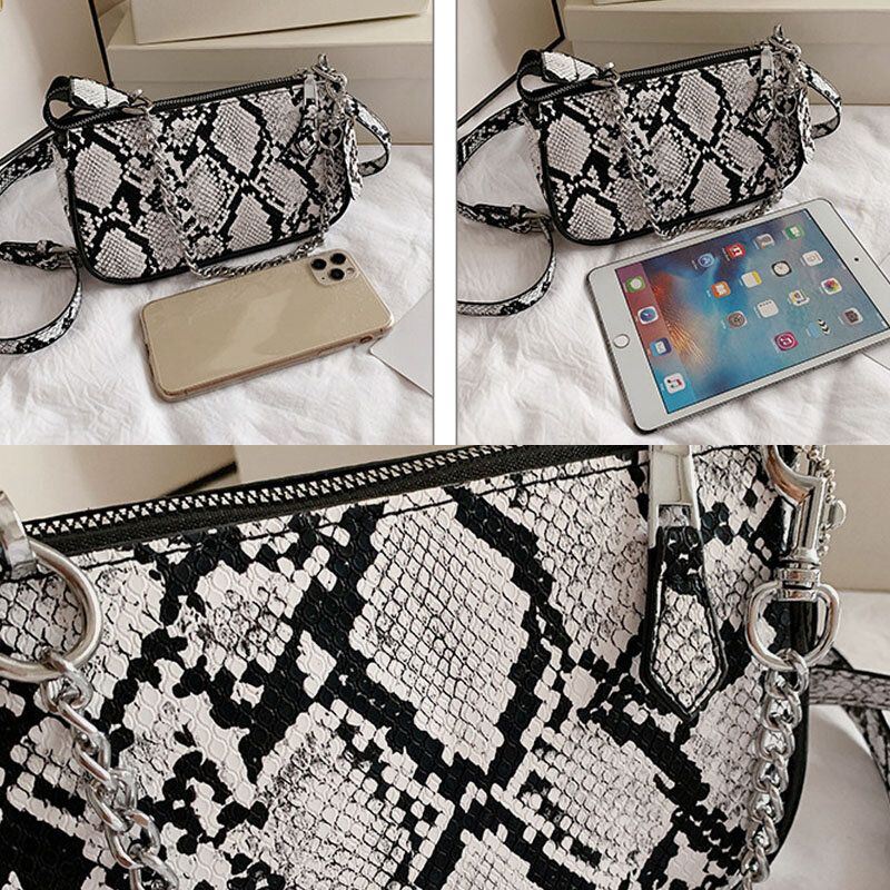 Dames Snake-skin Patternn Effen Kleur Casual Mode Schoudertas Cross Body Bag