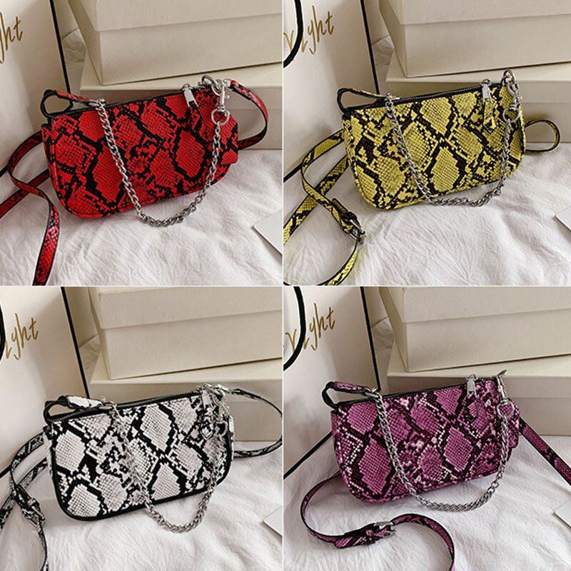 Dames Snake-skin Patternn Effen Kleur Casual Mode Schoudertas Cross Body Bag