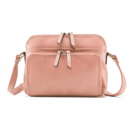 Dames Solid Multi-pockets Casual Kunstleer Crossbody Tas Schoudertas Handtas