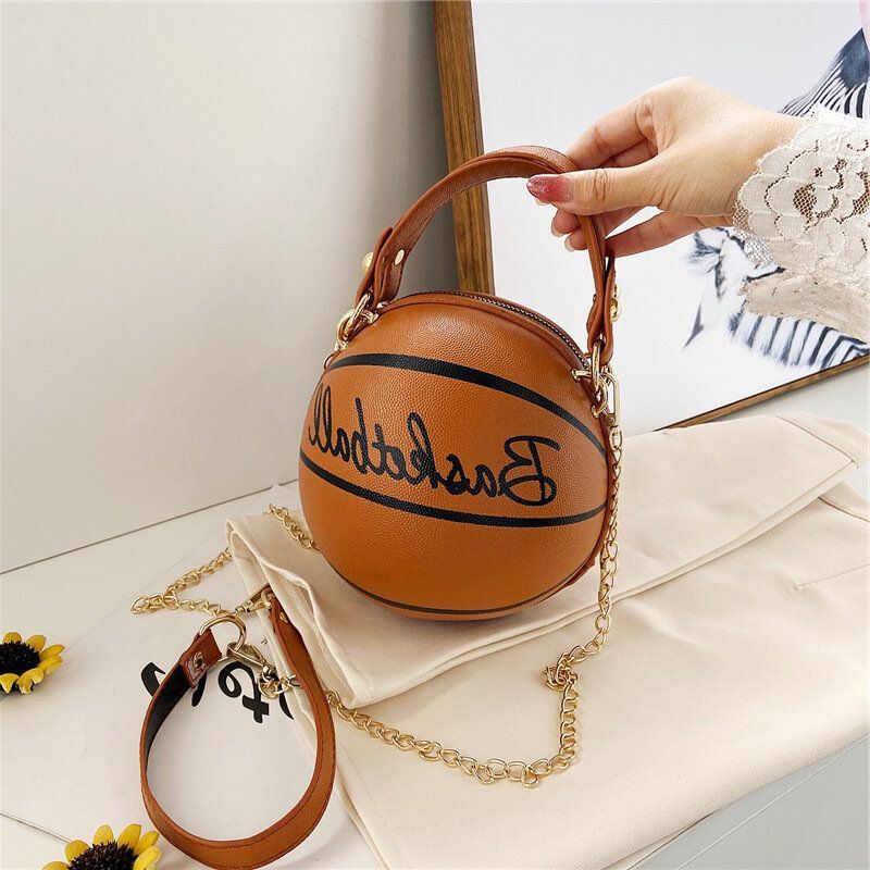 Dames Uniek Ontwerp Basketbal Voetbal Look Mini Ronde Tas Hangbag Mode Verstelbare Schoudertas Cross Body Bag