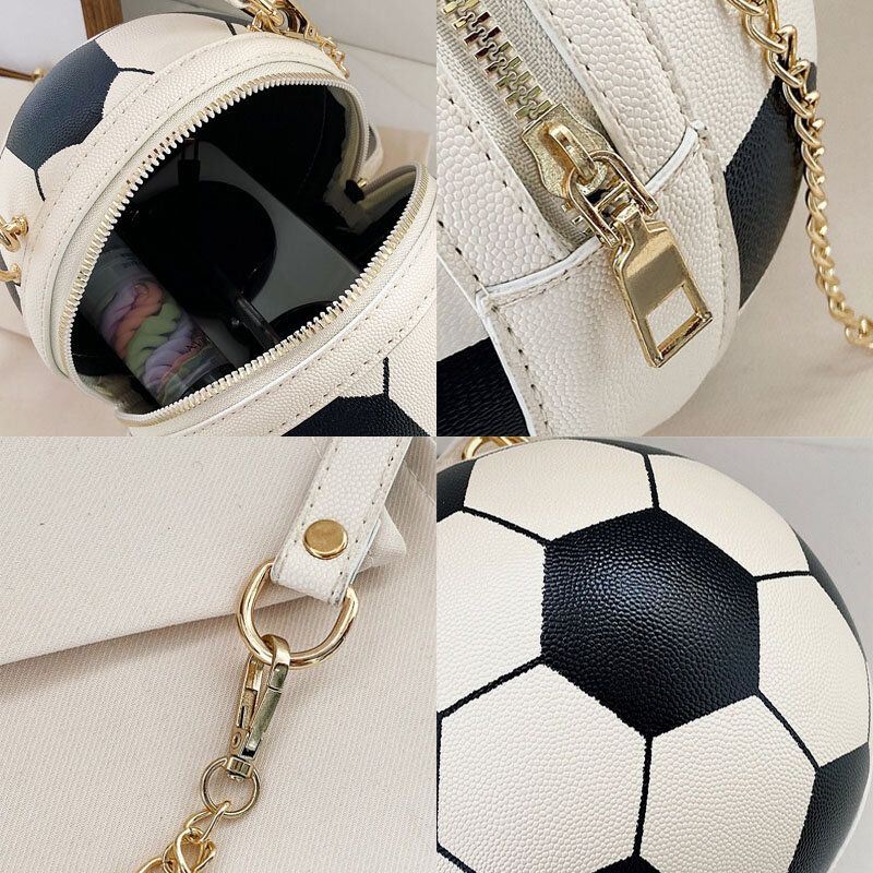 Dames Uniek Ontwerp Basketbal Voetbal Look Mini Ronde Tas Hangbag Mode Verstelbare Schoudertas Cross Body Bag