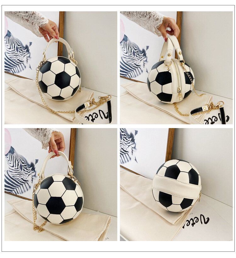 Dames Uniek Ontwerp Basketbal Voetbal Look Mini Ronde Tas Hangbag Mode Verstelbare Schoudertas Cross Body Bag