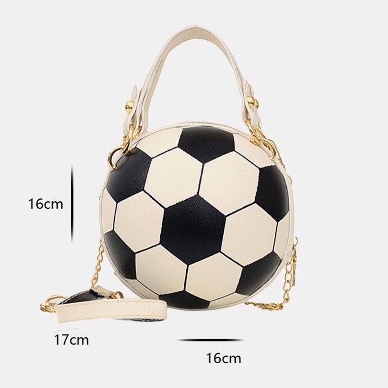 Dames Uniek Ontwerp Basketbal Voetbal Look Mini Ronde Tas Hangbag Mode Verstelbare Schoudertas Cross Body Bag