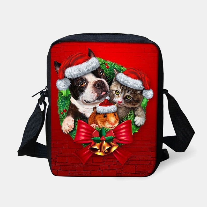 Dames Unisex Kind Kerst Leuke Hond Kat Dierenprint Kleine Crossbody Tas Handtas