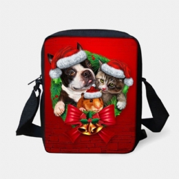 Dames Unisex Kind Kerst Leuke Hond Kat Dierenprint Kleine Crossbody Tas Handtas