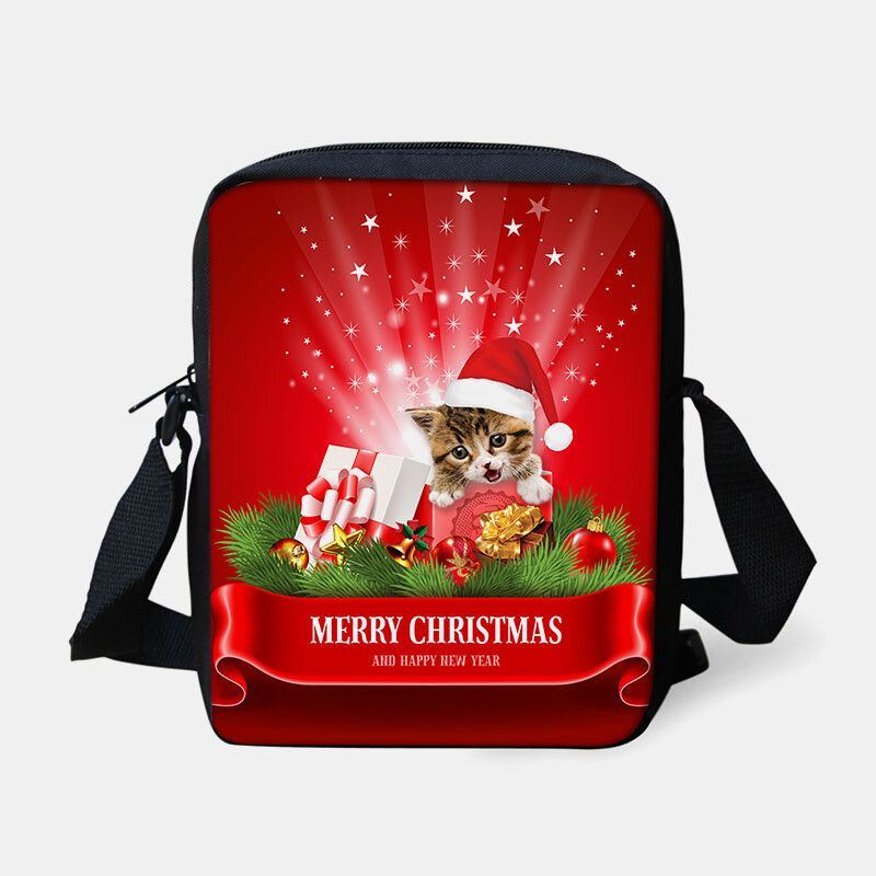 Dames Unisex Kind Kerst Leuke Hond Kat Dierenprint Kleine Crossbody Tas Handtas