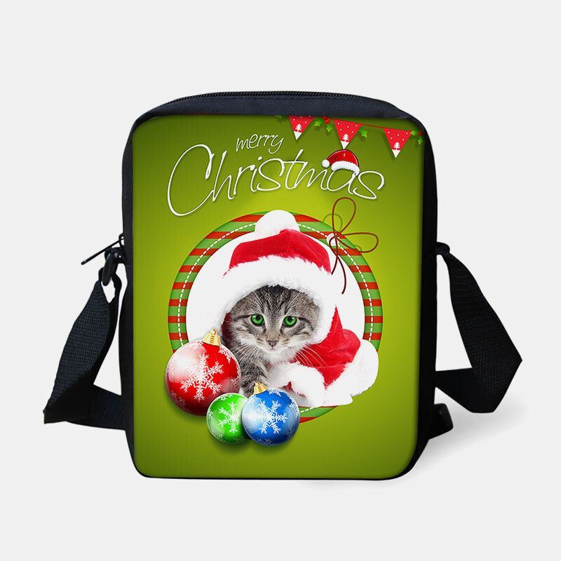 Dames Unisex Kind Kerst Leuke Hond Kat Dierenprint Kleine Crossbody Tas Handtas