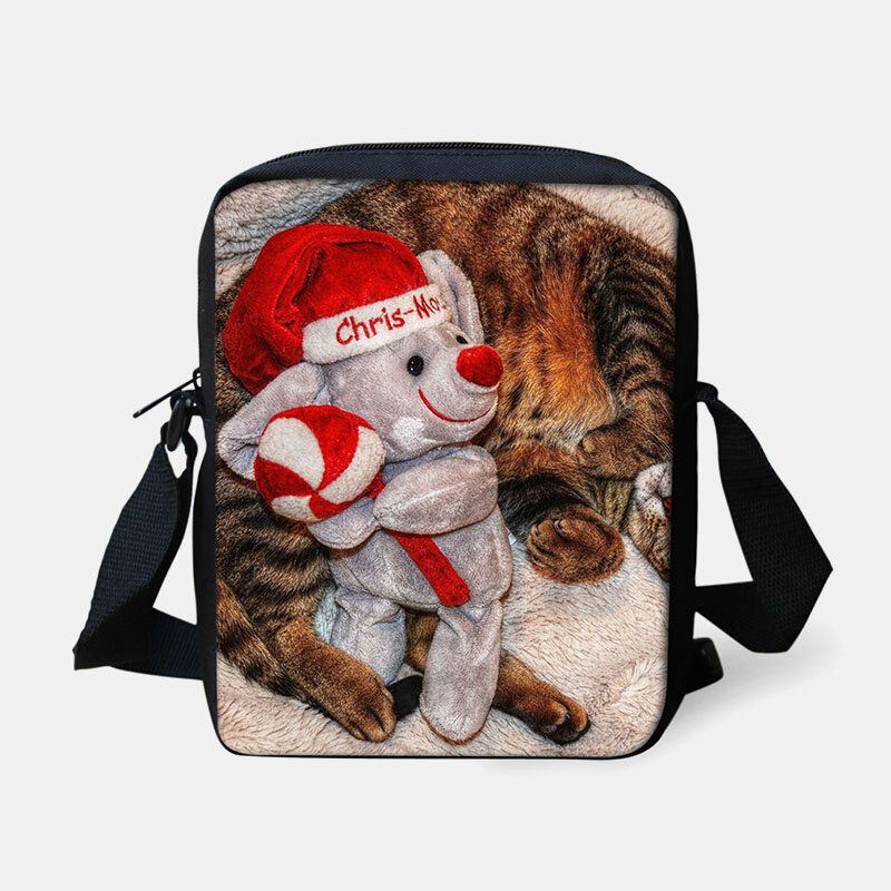 Dames Unisex Kind Kerst Leuke Hond Kat Dierenprint Kleine Crossbody Tas Handtas