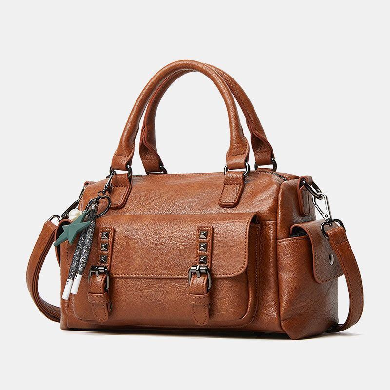 Dames Vijfpuntige Ster Hanger Grote Capaciteit Crossbody Tas Multi-pocket Zacht Lederen Schoudertas Handtas