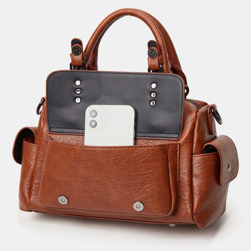 Dames Vijfpuntige Ster Hanger Grote Capaciteit Crossbody Tas Multi-pocket Zacht Lederen Schoudertas Handtas