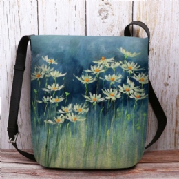 Dames Vilten Bloemen Patroon Prints Crossbody Tas Schoudertas